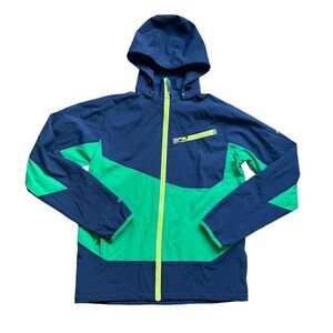 McKinley Kids Jacket Ventmax Windproof Reflective Blue Green Hooded Sz. XL